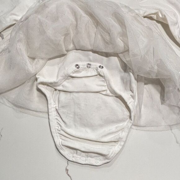 H&M | White Long Sleeve One Piece Tulle Sparkly Infant Baby Girls Dress 4-6M - Picture 5 of 14